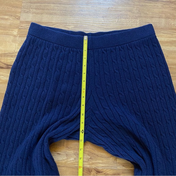 GAP L Navy Blue Cashknit Soft Wide Leg Cable Knit Pull On Sweater Pants Lounge - Picture 14 of 16